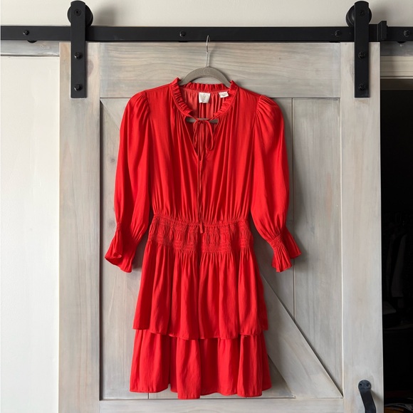 Joie Dresses & Skirts - Joie Red Tiered Mini Dress with Smocked Waist